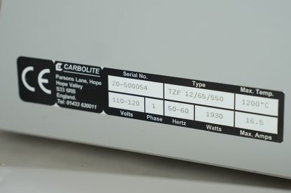 CARBOLITE TUBE FURNACE TZF 12/65/550 - Image 5